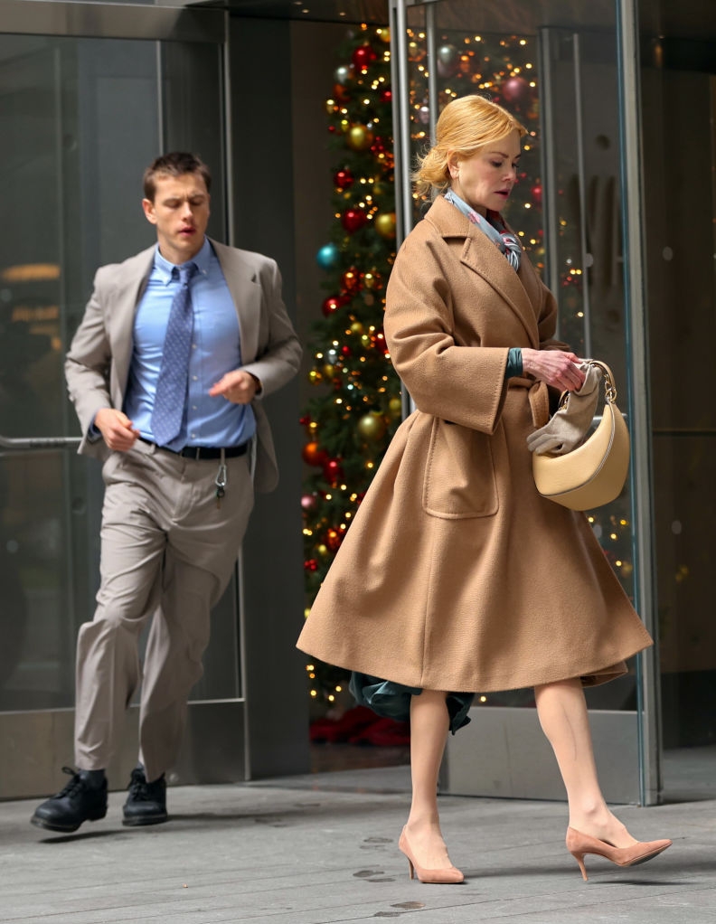 Harris Dickinson and Nicole Kidman on the 'Babygirl' movie set. Credit: Jose Perez/Bauer-Griffin / Getty 